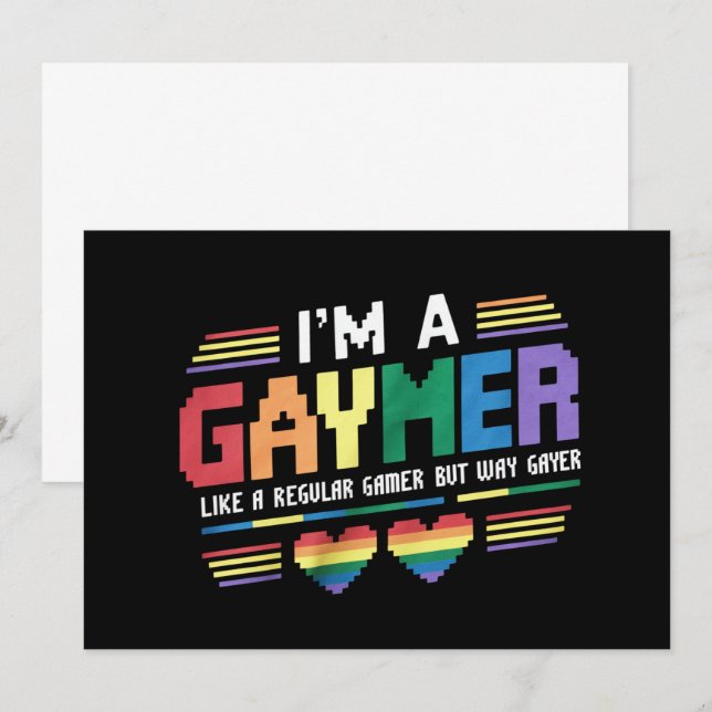 Gaymer Like A Regular Gamer But Way Gayer Gamer Invitation (Front/Back)