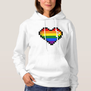 GAYMER PIXEL HEART LGBT Pride Month LGBTQ Retro Hoodie