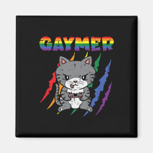 Gaymer Purride Cat Video Game Gamer Lgbtq Rainbow  Magnet