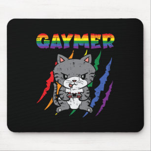 Gaymer Purride Cat Video Game Gamer Lgbtq Rainbow Mouse Pad