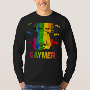 Gaymer Purride Cat Video Game Gamer Lgbtq Rainbow  T-Shirt