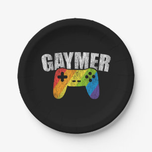 Gaymer Rainbow Flag Gaming Lesbian Gay Bisexual LG Paper Plate