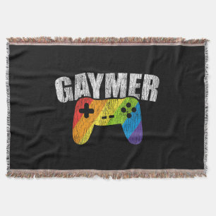 Gaymer Rainbow Flag Gaming Lesbian Gay Bisexual LG Throw Blanket