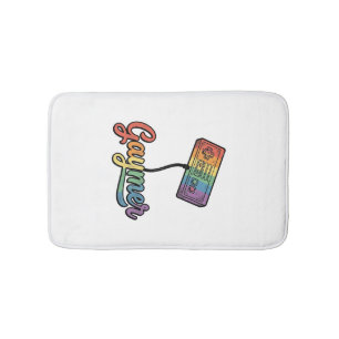 Gaymer Rainbow Gamer Vector Shirt Design_1 Bath Mat
