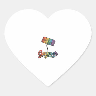 Gaymer Rainbow Gamer Vector Shirt Design_1 Heart Sticker