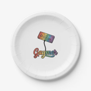 Gaymer Rainbow Gamer Vector Shirt Design_1 Paper Plate