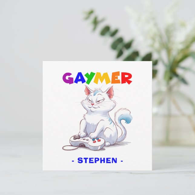 Gaymer - Rainbow Gaming Cat with Console | LGBTQ (Standing Front)