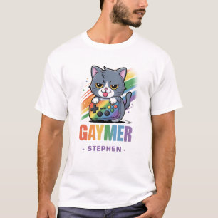 Gaymer - Rainbow Gaming Cat with Console LGBTQ 2 T-Shirt