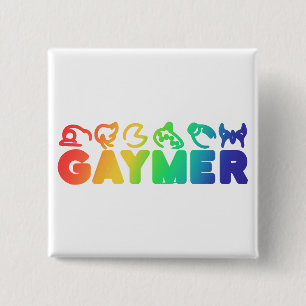 Gaymer   Rainbow Ombre Funny Gay Pride 15 Cm Square Badge