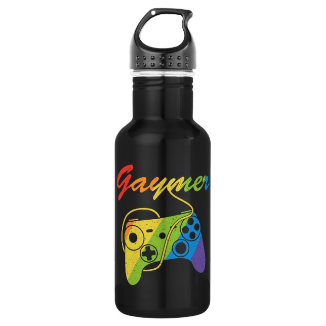 Gaymer | Rainbow Video Game Controller | Gaming 532 Ml Water Bottle (Front)