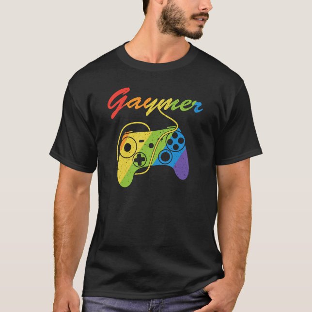 Gaymer | Rainbow Video Game Controller | Gaming T-Shirt (Front)