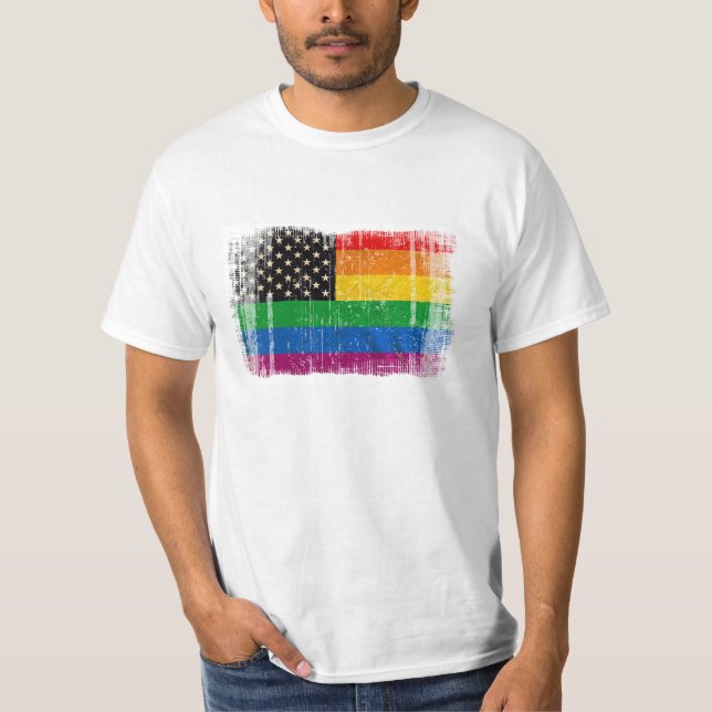 Gaymerican Pride Flag T-Shirt (Front)