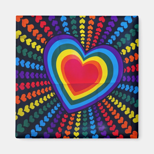 Gays Colours Heart Rainbow Pattern Different LGBTQ Magnet (Front)