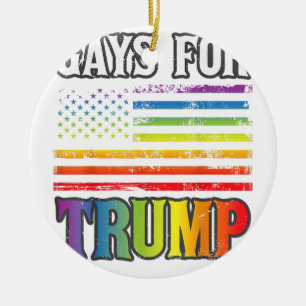 Gays For Trump LGBT Pride Gay Rainbow Flag Vote Re Ceramic Tree Decoration