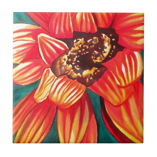 Gazania desert flower art by Sacha Grossel Tile (Front)