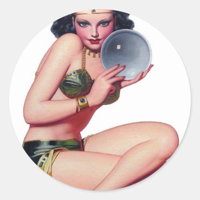 Gaze into the Crystal Ball Classic Round Sticker (Front)