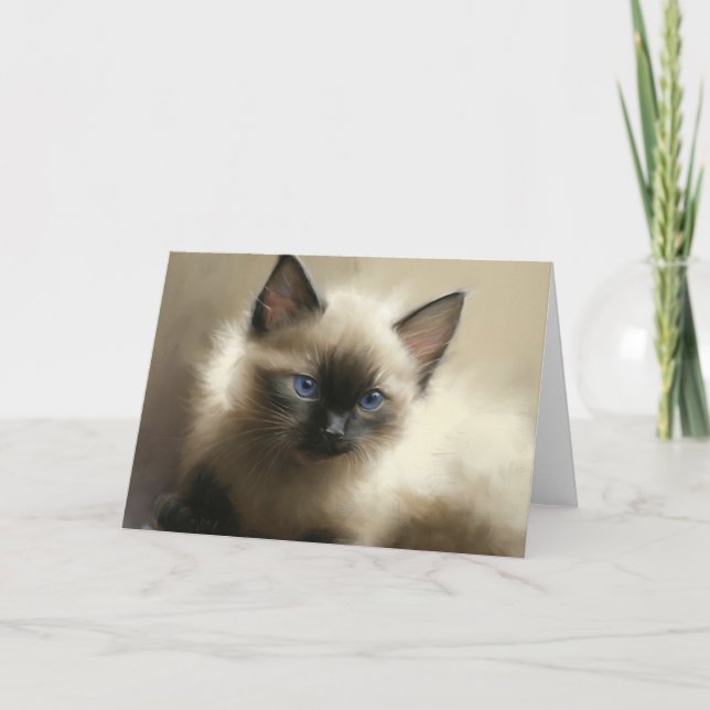 Gaze Of Innocence Siamese Kitten Portrait Card (Front)