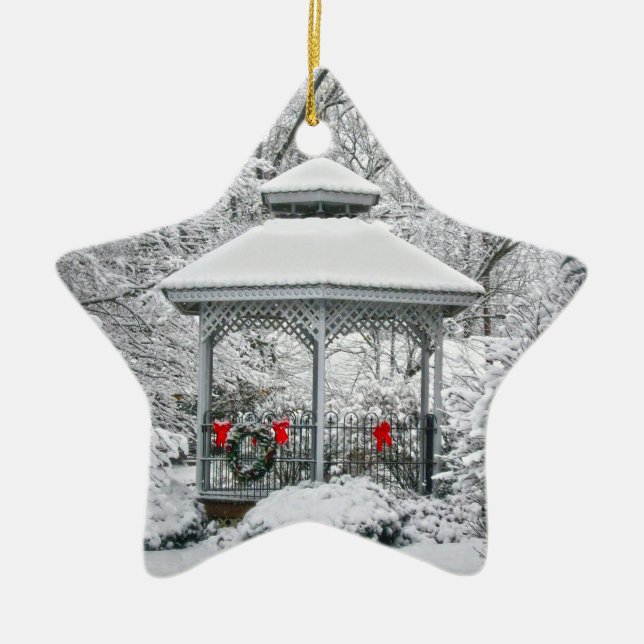 Gazebo in the Snow Ceramic Ornament (Front)