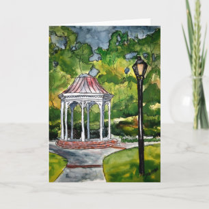 gazebo watercolor painting garden nature card