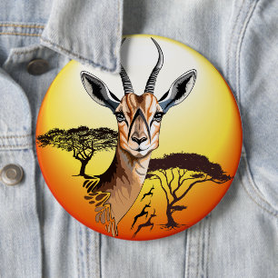 Gazelle African Antelope Wild Animal 6 Cm Round Badge