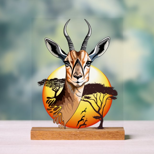 Gazelle African Antelope Wild  Animal Acrylic Sign (Neutral)