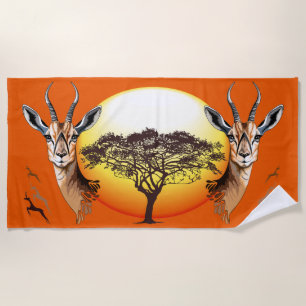 Gazelle African Antelope Wild Animal Beach Towel