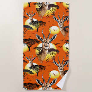 Gazelle African Antelope Wild Animal Beach Towel