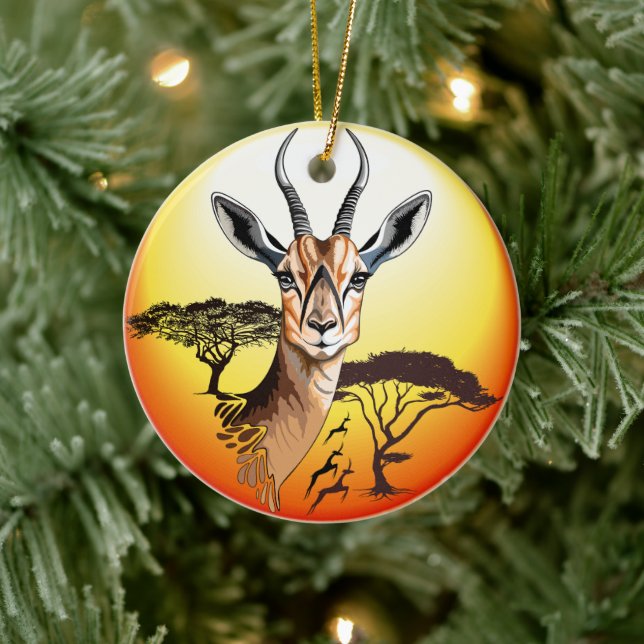 Gazelle African Antelope Wild  Animal Ceramic Tree Decoration (Tree)