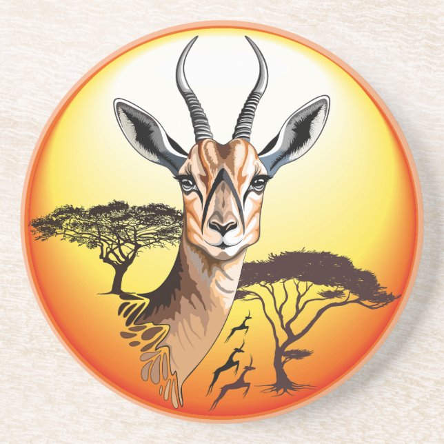 Gazelle African Antelope Wild  Animal Coaster (Front)