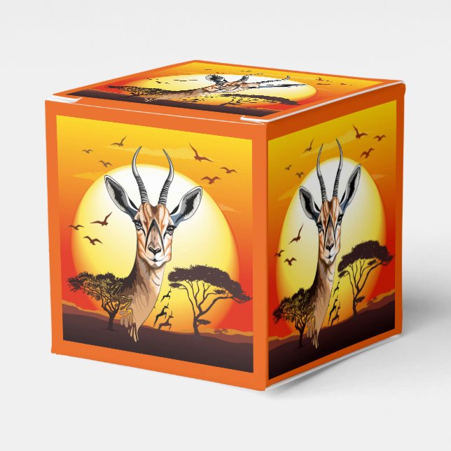 Gazelle African Antelope Wild  Animal Favour Box (Front Side)