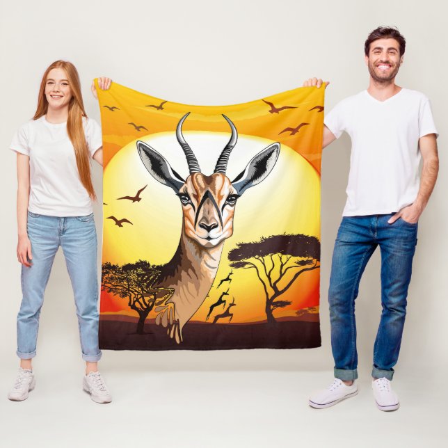 Gazelle African Antelope Wild  Animal Fleece Blanket (In Situ)