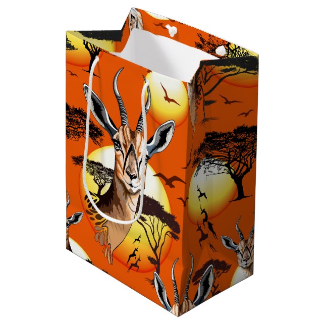 Gazelle African Antelope Wild  Animal Medium Gift Bag (Front Angled)