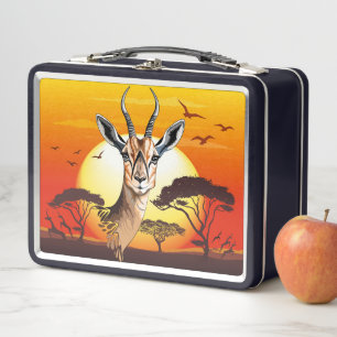 Gazelle African Antelope Wild  Animal Metal Lunch Box