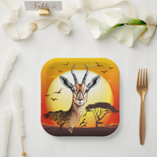 Gazelle African Antelope Wild  Animal Paper Plate
