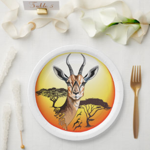 Gazelle African Antelope Wild  Animal Paper Plate