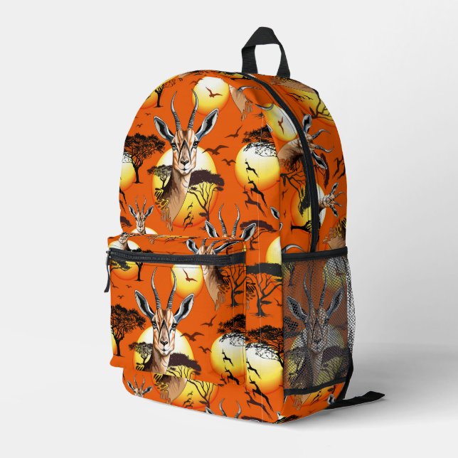Gazelle African Antelope Wild  Animal Printed Backpack (Back Corner Right)