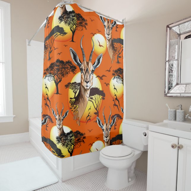 Gazelle African Antelope Wild  Animal Shower Curtain (In Situ)