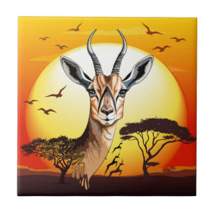 Gazelle African Antelope Wild Animal Tile