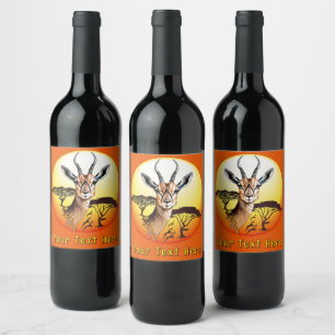 Gazelle African Antelope Wild Animal Wine Label