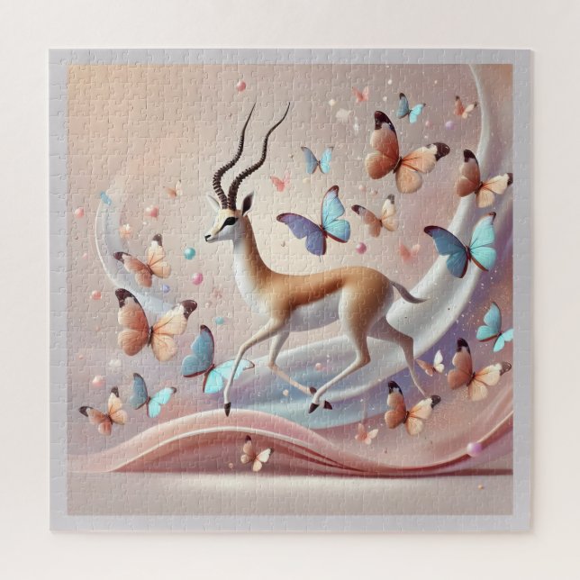 Gazelle and Butterflies Fantasy Art Jigsaw Puzzle (Vertical)