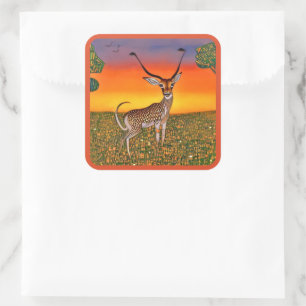 Gazelle at dusk square sticker