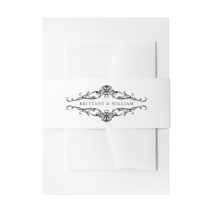 [GAZELLE] Elegant Black & White Monochrome Wedding Invitation Belly Band