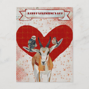 GAZELLE & FEATHERS VALENTINE'S Postcard