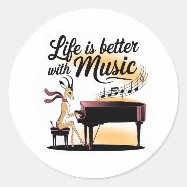 gazelle piano classic round sticker (Front)