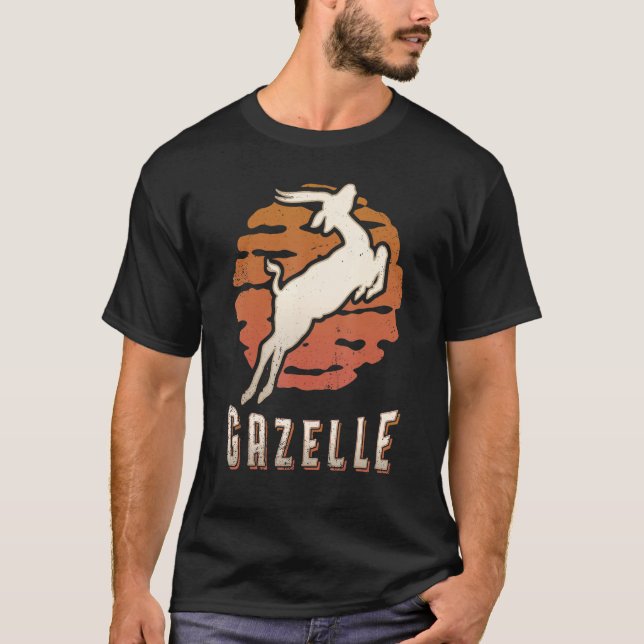 Gazelle Vintage Retro Classic Animal Sunset T-Shirt (Front)