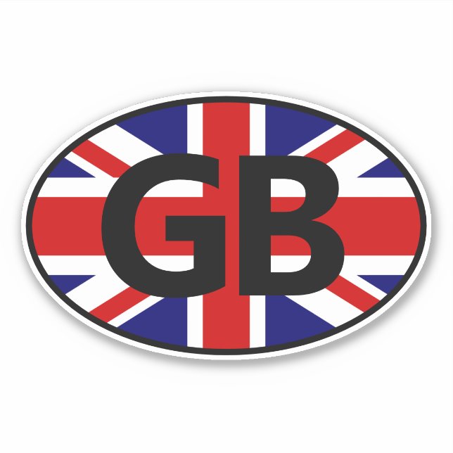 GB country code Union Jack flag oval vinyl (Front)