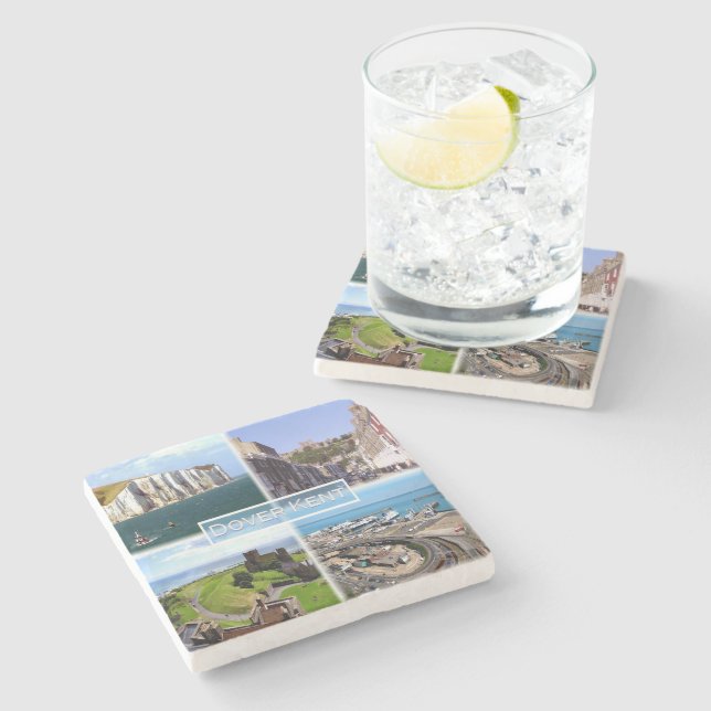 GB Dover Kent - Dover Castle - White Cliff - Castl Stone Coaster (Side)