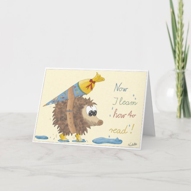 GB School enrollment card, lovingly hand-drawn boy Card (Front)