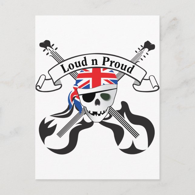 GB Scull & Guitars Postcard (Front)