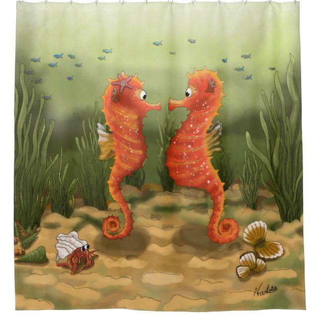 GB Shower Curtain Seahorses (Front)